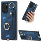 For Samsung Galaxy Note20 Ultra Retro Skin-feel Ring Card Bag Phone Case with Hang Loop(Blue) - 1