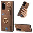 For Samsung Galaxy S20 FE Retro Skin-feel Ring Card Bag Phone Case with Hang Loop(Brown) - 1