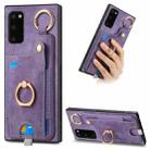 For Samsung Galaxy Note20 Retro Skin-feel Ring Card Bag Phone Case with Hang Loop(Purple) - 1