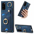 For Samsung Galaxy Note20 Retro Skin-feel Ring Card Bag Phone Case with Hang Loop(Blue) - 1