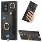 For Samsung Galaxy A32 4G Retro Skin-feel Ring Card Bag Phone Case with Hang Loop(Black) - 1