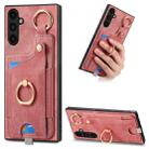 For Samsung Galaxy A24 Retro Skin-feel Ring Card Bag Phone Case with Hang Loop(Pink) - 1