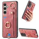 For Samsung Galaxy A56 5G Retro Skin-feel Ring Card Bag Phone Case with Hang Loop(Pink) - 1