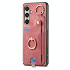For Samsung Galaxy A56 5G Retro Skin-feel Ring Card Bag Phone Case with Hang Loop(Pink) - 2