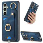 For Samsung Galaxy A56 5G Retro Skin-feel Ring Card Bag Phone Case with Hang Loop(Blue) - 1
