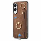For Samsung Galaxy S25 Edge 5G Retro Skin-feel Ring Card Bag Phone Case with Hang Loop(Brown) - 2