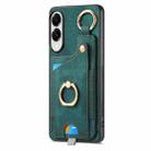 For Samsung Galaxy S25 Edge 5G Retro Skin-feel Ring Card Bag Phone Case with Hang Loop(Green) - 2