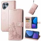 For Fairphone 5 Four-leaf Clasp Embossed Leather Phone Case(Rose Gold) - 1