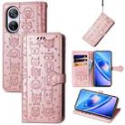 For Blackview A200 Pro Cat and Dog Embossed Leather Phone Case(Rose Gold) - 1