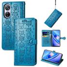 For Blackview A200 Pro Cat and Dog Embossed Leather Phone Case(Blue) - 1