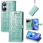For Blackview A200 Pro Cat and Dog Embossed Leather Phone Case(Green) - 1