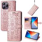 For Blackview A96 Cat and Dog Embossed Leather Phone Case(Rose Gold) - 1