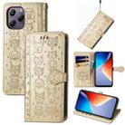 For Blackview A96 Cat and Dog Embossed Leather Phone Case(Gold) - 1