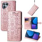 For Fairphone 5 Cat and Dog Embossed Leather Phone Case(Rose Gold) - 1