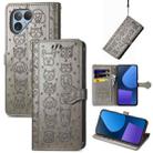 For Fairphone 5 Cat and Dog Embossed Leather Phone Case(Grey) - 1