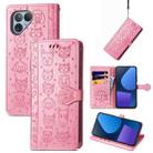 For Fairphone 5 Cat and Dog Embossed Leather Phone Case(Pink) - 1