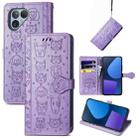 For Fairphone 5 Cat and Dog Embossed Leather Phone Case(Purple) - 1