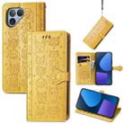 For Fairphone 5 Cat and Dog Embossed Leather Phone Case(Yellow) - 1