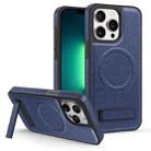 For iPhone 13 Pro Max Multi-function Holder MagSafe PU Phone Case(Blue) - 1