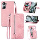 For ZTE Libero 5G IV Embossed Flower Zipper Leather Phone Case(Pink) - 1