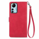 For ZTE Blade V41 Smart Embossed Flower Zipper Leather Phone Case(Red) - 3