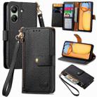 For Xiaomi Redmi 13C Love Zipper Lanyard Leather Phone Case(Black) - 1