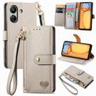 For Xiaomi Redmi 13C Love Zipper Lanyard Leather Phone Case(White) - 1