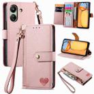 For Xiaomi Redmi 13C Love Zipper Lanyard Leather Phone Case(Pink) - 1