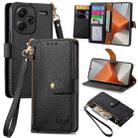 For Xiaomi Redmi Note 13 Pro+ Love Zipper Lanyard Leather Phone Case(Black) - 1