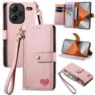 For Xiaomi Redmi Note 13 Pro+ Love Zipper Lanyard Leather Phone Case(Pink) - 1