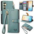 For Samsung Galaxy S24+ 5G Love Zipper Lanyard Leather Phone Case(Green) - 1