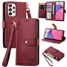 For Samsung Galaxy A33 5G Love Zipper Lanyard Leather Phone Case(Red) - 1