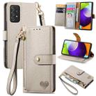 For Samsung Galaxy A52 5G Love Zipper Lanyard Leather Phone Case(Gray) - 1