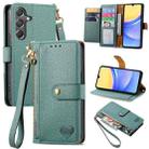 For Samsung Galaxy A15 Love Zipper Lanyard Leather Phone Case(Green) - 1
