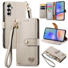 For Samsung Galaxy A14 5G Love Zipper Lanyard Leather Phone Case(Gray) - 1