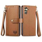 For Samsung Galaxy A24  Love Zipper Lanyard Leather Phone Case(Brown) - 1