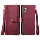 For Samsung Galaxy A24  Love Zipper Lanyard Leather Phone Case(Red) - 1