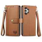 For Samsung Galaxy A13 4G Love Zipper Lanyard Leather Phone Case(Brown) - 1