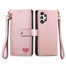 For Samsung Galaxy A13 4G Love Zipper Lanyard Leather Phone Case(Pink) - 1