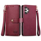 For Samsung Galaxy A13 4G Love Zipper Lanyard Leather Phone Case(Red) - 1