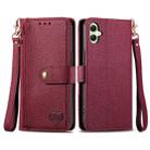 For Samsung Galaxy A05 4G Love Zipper Lanyard Leather Phone Case(Red) - 1
