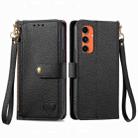 For Samsung Galaxy A55 Love Zipper Lanyard Leather Phone Case(Black) - 1
