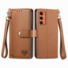 For Samsung Galaxy A55 Love Zipper Lanyard Leather Phone Case(Brown) - 1