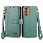 For Samsung Galaxy A55 Love Zipper Lanyard Leather Phone Case(Green) - 1