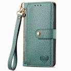 For Samsung Galaxy A55 Love Zipper Lanyard Leather Phone Case(Green) - 2