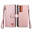 For Samsung Galaxy A55 Love Zipper Lanyard Leather Phone Case(Pink) - 1