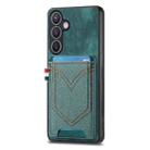 For Samsung Galaxy S24+ 5G Denim Texture Leather Skin Phone Case with Card Slot(Green) - 1