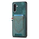 For Samsung Galaxy A36 5G Denim Texture Leather Skin Phone Case with Card Slot(Green) - 1