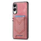 For Samsung Galaxy S25 Edge 5G Denim Texture Leather Skin Phone Case with Card Slot(Pink) - 1