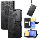 For Samsung Galaxy A15 Butterfly Love Flower Embossed Leather Phone Case(Black) - 1